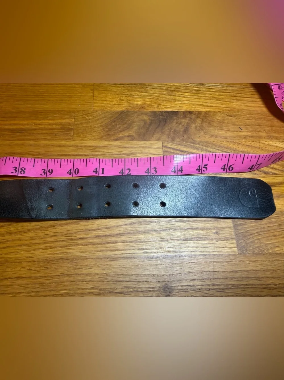 Carhartt Black Leather Belt with Textured Metal Buckle size 38 (020)